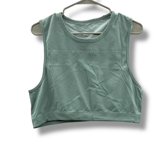 Tops - Seamless Crop Tank Top Women's Medium Sage Green Athletic Yoga‎ Gym Activewear
